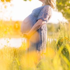 Pink Blush Maternity Dusty Blue Long Lace Dress